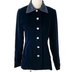 Velvet & rhinestone bespoke hand tailored evening jacket size small XS-S